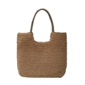 Handgefertigte braune Strohtasche mit U-Form Design für Sommer Strandurlaub und Freizeit - Khaki