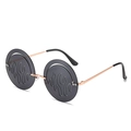 Lunettes de soleil rondes rétro à flammes, monture métal or rose, verres gris foncés - Monture Or Noir Gris