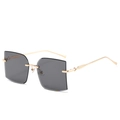 Gafas de sol cuadradas sin montura con patillas doradas y lentes de color gris degradado - En stock / Montura Dorada Negro Gris