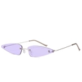 Frameless triangle sunglasses with purple jelly lenses and slim silver metal temples - Silver Frame Purple Lens