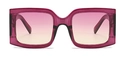 Schicke quadratische Sonnenbrille in Magenta mit rosa Verlaufsgläsern für Damen - Lila Rahmen Lila Gelbe Linsen