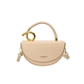 Sac selle beige en forme de croissant avec poignée dorée et bandoulière chic - Khaki