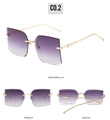 Frameless square sunglasses with purple gradient lenses and gold engraved metal temples - Ready Stock / Regular (Includes 13% VAT) Gold Frame with Gradient Grey Lenses