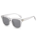 Fashionable square ice grey transparent sunglasses with dark grey lenses and gold rivets - Grey Frame Grey Lens