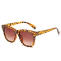 Square tortoise shell sunglasses with gradient brown lenses and gold rivets - Leopard Frame Gradient Brown Lens