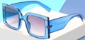 Modische quadratische Sonnenbrille mit transparentem blauen Rahmen und lila Farbverlauf - Auf Lager / Standard (Inkl. 13 % MwSt.) Blauer Rahmen / Doppelgraue Gläser