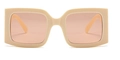 Schicke quadratische Sonnenbrille in Creme-Beige mit modisch getönten Gläsern - Auf Lager / Standard (inkl. 13 % Rechnung) cremeweißer Rahmen, hellrosa Glas