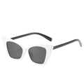 Retro cat-eye sunglasses with bold white frames and contrast black lenses in chic style - Solid White Frame Grey Lens