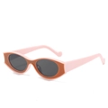 Retro-Oval-Sonnenbrille mit stilvollem Kontrastrahmen in Rosa und Karamel-Schildpatt - Auf Lager / Standard (inkl. 13% MwSt.) Rosa Rahmen mit grauen Gläsern