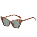 Retro small cat eye sunglasses with tortoise frame and dark green lenses - Leopard Frame Dark Green Lens