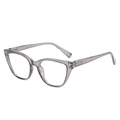 Occhiali gatto grigio traslucido anti luce blu con cerniere a molla e rivetti metallici - Montatura Grigia