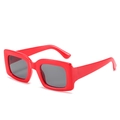 Chic oversized rectangular sunglasses in bright red frame with dark grey lenses - Red Frame Grey Lens