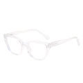 Stylish transparent cat-eye glasses frame with blue light blocking lenses for women - Transparent White Frame