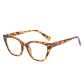 Vintage cat-eye blue light glasses in leopard tortoiseshell finish with metal accents - Leopard Frame