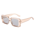 Square fashion sunglasses with translucent pink frame and grey lenses for women and men - Tea Frame Grey Lens