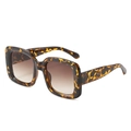 Vierkante zonnebril met schildpadmontuur en bruine gradiënt lenzen in retro stijl - Luipaard Frame / Theekleurige Lenzen