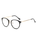 Classic round TR90 blue light blocking glasses with black frame and gold metal temples - Black Gold Frame