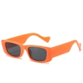 Retro cat-eye sunglasses with bright orange frames and stylish wavy temple design - Yellow Frame Grey Lens