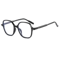 Classic black oversized blue light blocking glasses with stylish retro thick frame design - Bright Black
