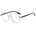 Retro oversized blue light blocking glasses with transparent green frame and black temples - Transparent Green Frame Black Leg