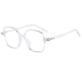Modern transparent oversized square blue light blocking glasses with vintage frames - Clear Transparent