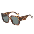 Stijlvolle vierkante oversized zonnebril met uniek schildpadmontuur en donkere glazen - Luipaard Frame Donkergroene Lenzen