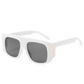 Chic oversized white frame sunglasses for women with gold metal temple accents and dark lenses - One Size / White Frame Gray Lens