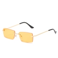 Lunettes de soleil rectangulaires vintage sans monture dorée et verres orange - Monture Dorée Verres Orange