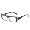 Square black sunglasses featuring a unique transparent resin overlay frame design - Black Frame Clear Lenses