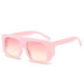 Pink oversized square sunglasses with gradient lenses and gold metal temple accents - One Size / Pink Frame Pink Yellow Lens