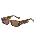 Retro rectangular sunglasses with leopard print frame and brown lenses for women - Leopard Frame Brown Lens