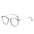 Occhiali anti luce blu retrò con montatura TR90 grigio trasparente e stanghette argentate - Grigio Trasparente