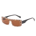 Retro rectangle sunglasses with leopard print frame and dark brown lenses - Leopard Frame / Tea Lens