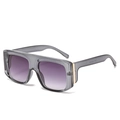 Modern oversized square sunglasses featuring grey transparent frames and purple gradient lenses - One Size / Grey Frame Grey Lens