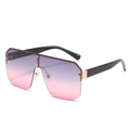Occhiali da sole squadrati oversize con lenti sfumate viola e stanghette nere - Montatura Grande Quadrata / Montatura Oro Lenti Grigio Rosa