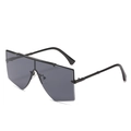 Lunettes de soleil carrées surdimensionnées sans monture avec verres gris géométriques - Standard / Monture Noire / Verres Noirs
