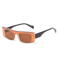 Modern rectangular sunglasses with orange textured inner frame and black temples - Orange Frame Tea Lens