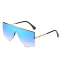 Lunettes de soleil sans monture à verres dégradés bleus et branches en métal doré - Standard / Monture Dorée Verres Bleus