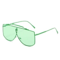 Occhiali da sole oversize a mascherina con lenti verdi trasparenti e montatura in metallo - Stile Oversize alla Moda / Montatura Verde Lente Verde