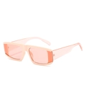 Retro rectangle sunglasses in light pink fashion plastic frame with translucent lenses - Beige Frame Light Tea Lens