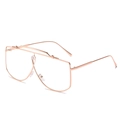 Übergroße einteilige Sonnenbrille mit trendigem roségoldenem Metallrahmendesign - Fashion Oversized Stil / Goldener Rahmen Klare Gläser