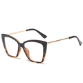 Occhiali cat eye neri e tartarugati con sottili stanghette in metallo dorato - Nero Tartarugato Diviso Lente Chiara