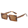 Vintage tortoiseshell wide-frame rectangular sunglasses with brown lenses for women - Leopard Frame / Tea Lens