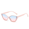 Lunettes de soleil œil de chat monture rose mat et verres dégradés bleu rose - Monture Rose Verres Bleu Rose