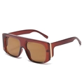 Oversize square sunglasses featuring translucent amber frames and brown tinted lenses - One Size / Tea Frame Tea Lens