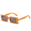 Retro rectangle sunglasses with translucent bright orange frame and dark grey lenses - Orange Frame Gray Lens