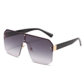Oversized rimless sunglasses with gradient grey-purple lenses and gold metal rivets - Square Big Frame / Gold Frame Gradient Gray Lens