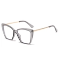 Occhiali cat-eye grigio trasparente con stanghette in metallo dorato e lenti trasparenti - Montatura Grigia Trasparente Lenti Trasparenti