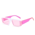 Occhiali da sole retrò con montatura bianca e lenti rosa traslucide in stile trendy Y2K - Montatura Bianca Lente Rosa