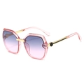 Gafas de sol cuadradas de moda con lentes de degradado rosa y montura transparente - Montura Rosa Transparente Degradado Gris Rosa